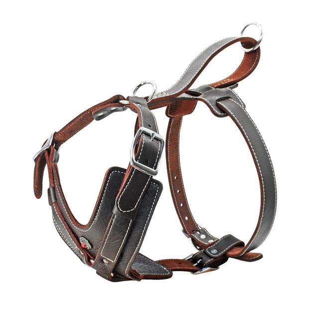 Leather All Purpose™ No Pull Dog Harness-Paw Roll,L (30-70LBS) / Brown