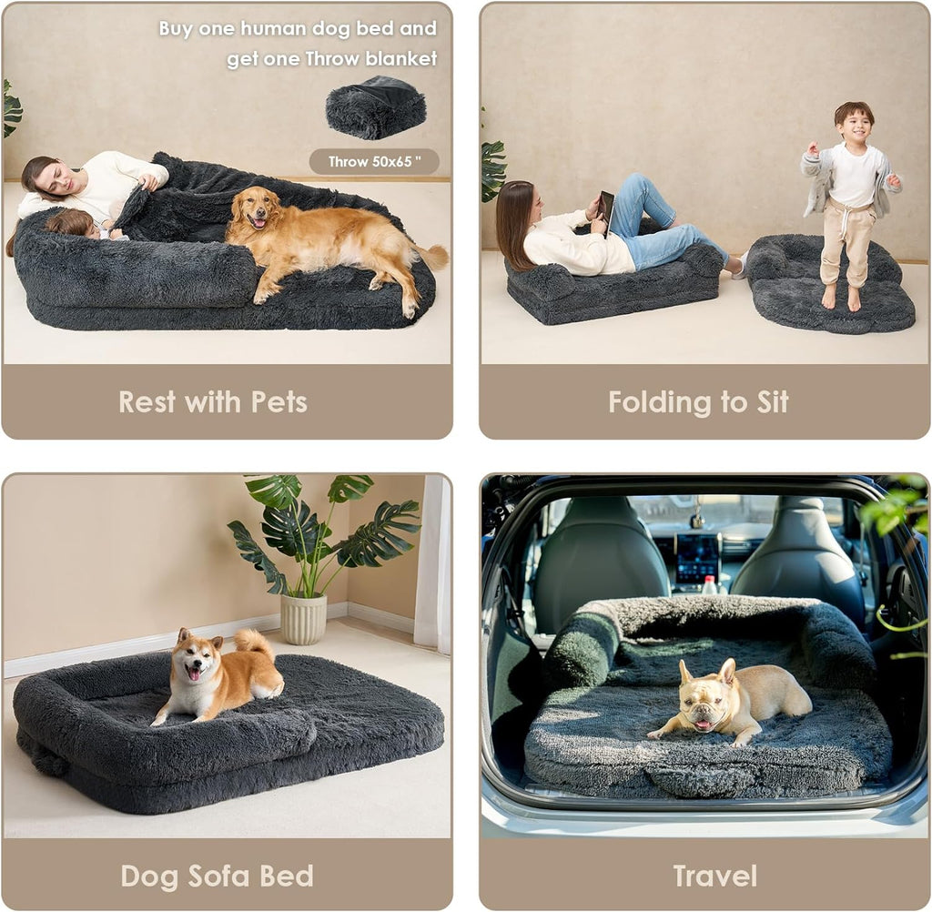 Foldable PawRoll Human Dog Bed