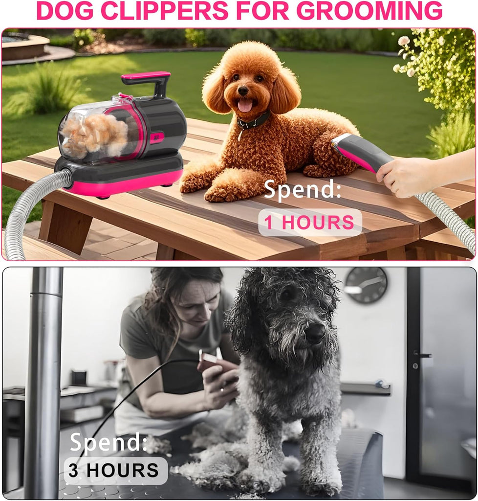 PawRoll Dog Grooming Vacuum Kit with Pet Clippers (1.5 L)