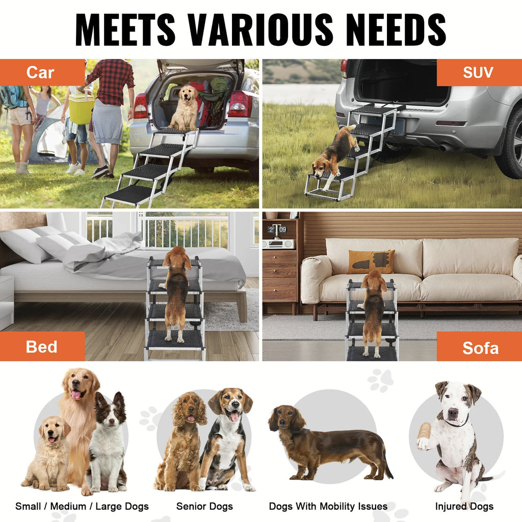 PawRoll Portable Dog Ramp for Car (5-Step)