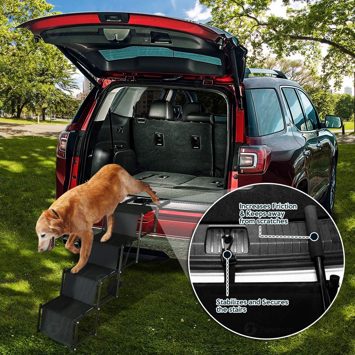 Snagle paw large pets car step stairs accordion folding pet ramp for  in-outdoor 