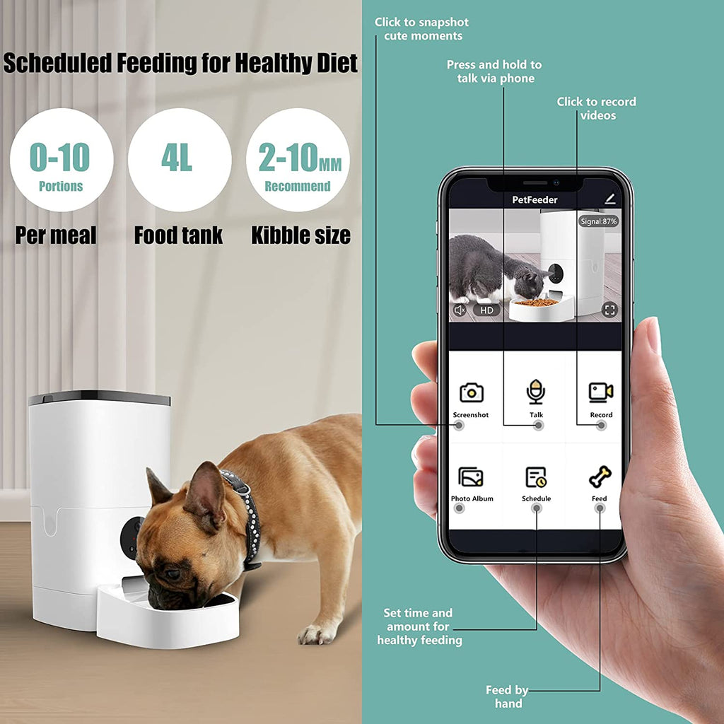 PawRoll Automatic WiFi Pet Feeder with Camera and Audio (4L)
