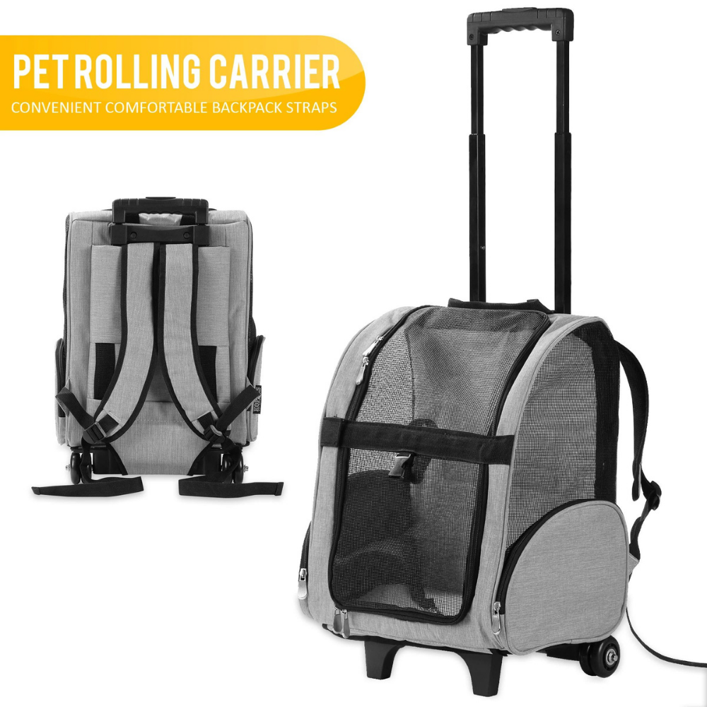 PawRoll Deluxe Pet Travel Backpack with Wheels