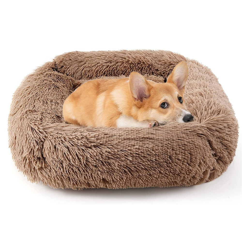 PawRoll Square Calming Donut Cuddler Bed