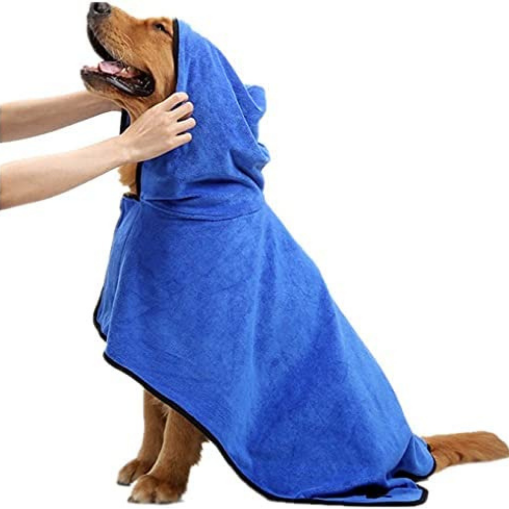PawRoll™ Pet Bathrobe Towel With Waist Belt & Hood