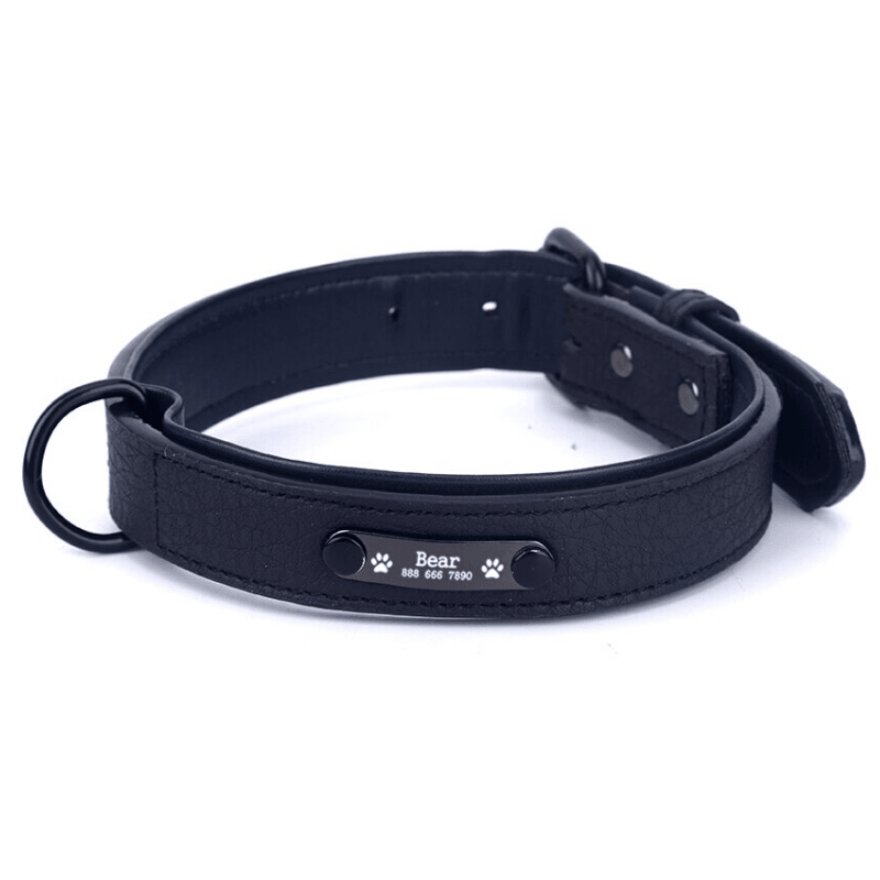 Leather Personalized All Purpose™ Dog Collar (2020)-Paw Roll,S / Black