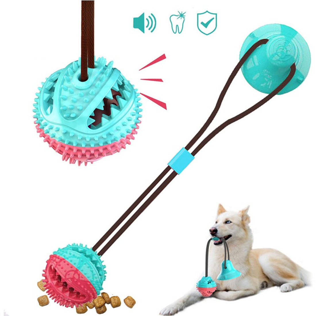 Dog Toy With Suction Cup Dog Toy Dog Toy Rubber Ball Multifunctional Toy  For Pets, Robust, With Double Suction Cup, Pulling, Chewing, Playing
